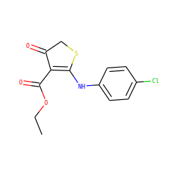 CCOC(=O)C1=C(Nc2ccc(Cl)cc2)SCC1=O ZINC000000350502