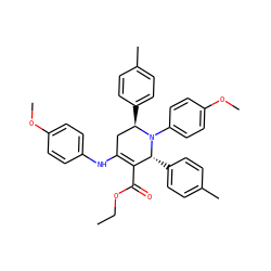 CCOC(=O)C1=C(Nc2ccc(OC)cc2)C[C@@H](c2ccc(C)cc2)N(c2ccc(OC)cc2)[C@@H]1c1ccc(C)cc1 ZINC000473088474