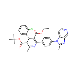 CCOC(=O)C1=C(c2ccc(-n3c(C)nc4cnccc43)cc2)N=C(C)C(C(=O)OC(C)(C)C)[C@@H]1c1ccccc1Cl ZINC000026835975