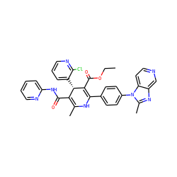 CCOC(=O)C1=C(c2ccc(-n3c(C)nc4cnccc43)cc2)NC(C)=C(C(=O)Nc2ccccn2)[C@@H]1c1cccnc1Cl ZINC000026837852