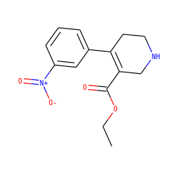CCOC(=O)C1=C(c2cccc([N+](=O)[O-])c2)CCNC1 ZINC000028714345