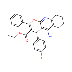 CCOC(=O)C1=C(c2ccccc2)Oc2nc3c(c(N)c2[C@@H]1c1ccc(Br)cc1)CCCC3 ZINC001772580345