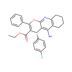 CCOC(=O)C1=C(c2ccccc2)Oc2nc3c(c(N)c2[C@@H]1c1ccc(Cl)cc1)CCCC3 ZINC001772599834