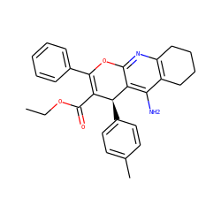 CCOC(=O)C1=C(c2ccccc2)Oc2nc3c(c(N)c2[C@H]1c1ccc(C)cc1)CCCC3 ZINC001772592785