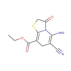 CCOC(=O)C1=C2SCC(=O)N2C(N)=C(C#N)C1 ZINC000000201396
