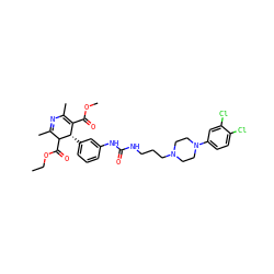 CCOC(=O)C1C(C)=NC(C)=C(C(=O)OC)[C@@H]1c1cccc(NC(=O)NCCCN2CCN(c3ccc(Cl)c(Cl)c3)CC2)c1 ZINC000027209310