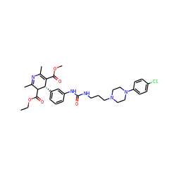 CCOC(=O)C1C(C)=NC(C)=C(C(=O)OC)[C@@H]1c1cccc(NC(=O)NCCCN2CCN(c3ccc(Cl)cc3)CC2)c1 ZINC000027209303