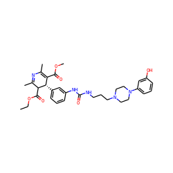 CCOC(=O)C1C(C)=NC(C)=C(C(=O)OC)[C@@H]1c1cccc(NC(=O)NCCCN2CCN(c3cccc(O)c3)CC2)c1 ZINC000027215921