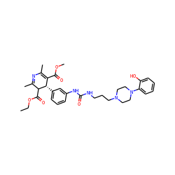 CCOC(=O)C1C(C)=NC(C)=C(C(=O)OC)[C@@H]1c1cccc(NC(=O)NCCCN2CCN(c3ccccc3O)CC2)c1 ZINC000027212465