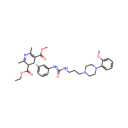 CCOC(=O)C1C(C)=NC(C)=C(C(=O)OC)[C@@H]1c1cccc(NC(=O)NCCCN2CCN(c3ccccc3OC)CC2)c1 ZINC000027300121