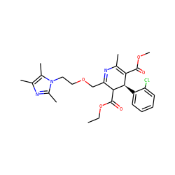 CCOC(=O)C1C(COCCn2c(C)nc(C)c2C)=NC(C)=C(C(=O)OC)[C@H]1c1ccccc1Cl ZINC000026832230