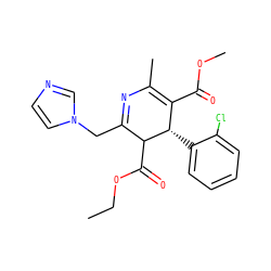 CCOC(=O)C1C(Cn2ccnc2)=NC(C)=C(C(=O)OC)[C@@H]1c1ccccc1Cl ZINC000027724515