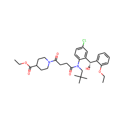 CCOC(=O)C1CCN(C(=O)CCC(=O)N(CC(C)(C)C)c2ccc(Cl)cc2[C@@H](O)c2ccccc2OCC)CC1 ZINC000066076214