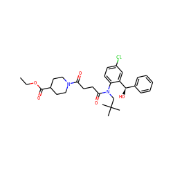 CCOC(=O)C1CCN(C(=O)CCC(=O)N(CC(C)(C)C)c2ccc(Cl)cc2[C@H](O)c2ccccc2)CC1 ZINC000066076220