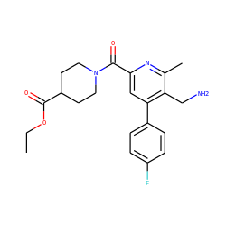 CCOC(=O)C1CCN(C(=O)c2cc(-c3ccc(F)cc3)c(CN)c(C)n2)CC1 ZINC000066128587