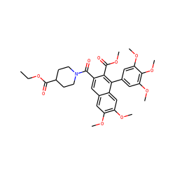 CCOC(=O)C1CCN(C(=O)c2cc3cc(OC)c(OC)cc3c(-c3cc(OC)c(OC)c(OC)c3)c2C(=O)OC)CC1 ZINC000028757926