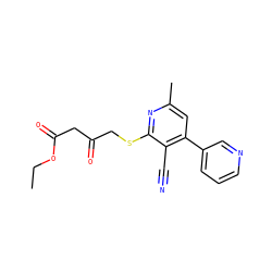 CCOC(=O)CC(=O)CSc1nc(C)cc(-c2cccnc2)c1C#N ZINC000037867499