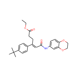 CCOC(=O)CC/C(=C\C(=O)Nc1ccc2c(c1)OCCO2)c1ccc(C(C)(C)C)cc1 ZINC000013606902