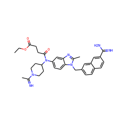 CCOC(=O)CCC(=O)N(c1ccc2c(c1)nc(C)n2Cc1ccc2ccc(C(=N)N)cc2c1)C1CCN(C(C)=N)CC1 ZINC000028022084