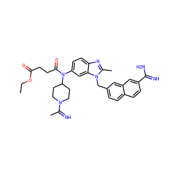 CCOC(=O)CCC(=O)N(c1ccc2nc(C)n(Cc3ccc4ccc(C(=N)N)cc4c3)c2c1)C1CCN(C(C)=N)CC1 ZINC000028013041