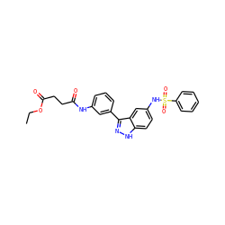 CCOC(=O)CCC(=O)Nc1cccc(-c2n[nH]c3ccc(NS(=O)(=O)c4ccccc4)cc23)c1 ZINC001772625987