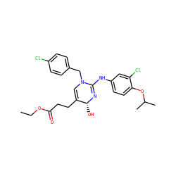CCOC(=O)CCC1=CN(Cc2ccc(Cl)cc2)C(Nc2ccc(OC(C)C)c(Cl)c2)=N[C@@H]1O ZINC000221181662
