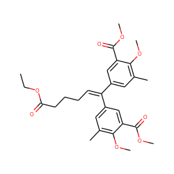 CCOC(=O)CCCC=C(c1cc(C)c(OC)c(C(=O)OC)c1)c1cc(C)c(OC)c(C(=O)OC)c1 ZINC000013558582