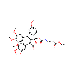 CCOC(=O)CCNC(=O)O[C@@]1(c2ccc(OC)cc2)OC(=O)C(c2ccc3c(c2)OCO3)=C1Cc1cc(OC)c(OC)c(OC)c1 ZINC000026820813