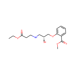 CCOC(=O)CCNC[C@@H](O)COc1ccccc1C(=O)OC ZINC000029208971