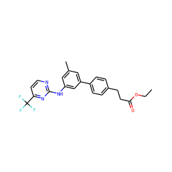 CCOC(=O)CCc1ccc(-c2cc(C)cc(Nc3nccc(C(F)(F)F)n3)c2)cc1 ZINC001772586899