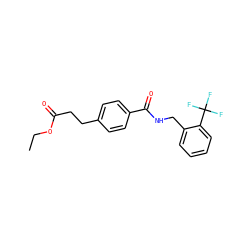 CCOC(=O)CCc1ccc(C(=O)NCc2ccccc2C(F)(F)F)cc1 ZINC000653801652