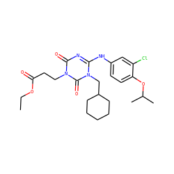 CCOC(=O)CCn1c(=O)nc(Nc2ccc(OC(C)C)c(Cl)c2)n(CC2CCCCC2)c1=O ZINC000200517637