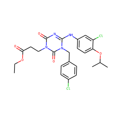 CCOC(=O)CCn1c(=O)nc(Nc2ccc(OC(C)C)c(Cl)c2)n(Cc2ccc(Cl)cc2)c1=O ZINC000200508723
