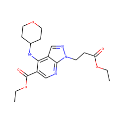 CCOC(=O)CCn1ncc2c(NC3CCOCC3)c(C(=O)OCC)cnc21 ZINC000045495550