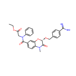 CCOC(=O)CN(C(=O)c1ccc2c(c1)O[C@H](OCc1ccc(C(=N)N)cc1)C(=O)N2C)c1ccccc1 ZINC000040865027