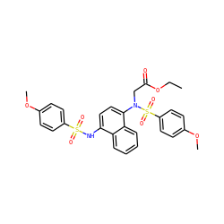 CCOC(=O)CN(c1ccc(NS(=O)(=O)c2ccc(OC)cc2)c2ccccc12)S(=O)(=O)c1ccc(OC)cc1 ZINC000473146759