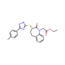 CCOC(=O)CN1C(=O)[C@@H](Sc2nc(-c3ccc(C)cc3)n[nH]2)CCc2ccccc21 ZINC000008681101