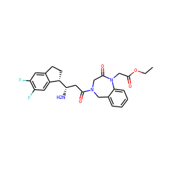 CCOC(=O)CN1C(=O)CN(C(=O)C[C@H](N)[C@H]2CCc3cc(F)c(F)cc32)Cc2ccccc21 ZINC000473170125