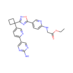 CCOC(=O)CNc1ccc(-c2nc(C3(c4ccc(-c5cnc(N)nc5)nc4)CCC3)no2)cn1 ZINC000114768255