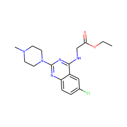 CCOC(=O)CNc1nc(N2CCN(C)CC2)nc2ccc(Cl)cc12 ZINC000040846743