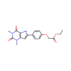 CCOC(=O)COc1ccc(-c2cc3c([nH]2)c(=O)n(C)c(=O)n3C)cc1 ZINC000013678984