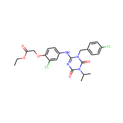 CCOC(=O)COc1ccc(Nc2nc(=O)n(C(C)C)c(=O)n2Cc2ccc(Cl)cc2)cc1Cl ZINC000200516514