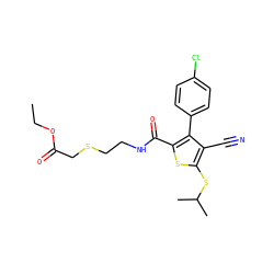 CCOC(=O)CSCCNC(=O)c1sc(SC(C)C)c(C#N)c1-c1ccc(Cl)cc1 ZINC000103301052