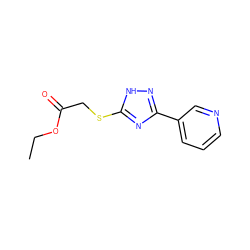 CCOC(=O)CSc1nc(-c2cccnc2)n[nH]1 ZINC000004388523