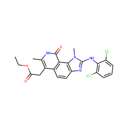 CCOC(=O)Cc1c(C)[nH]c(=O)c2c1ccc1nc(Nc3c(Cl)cccc3Cl)n(C)c12 ZINC000028764797