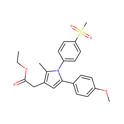 CCOC(=O)Cc1cc(-c2ccc(OC)cc2)n(-c2ccc(S(C)(=O)=O)cc2)c1C ZINC000028862699