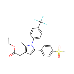 CCOC(=O)Cc1cc(-c2ccc(S(C)(=O)=O)cc2)n(-c2ccc(C(F)(F)F)cc2)c1C ZINC000013643742