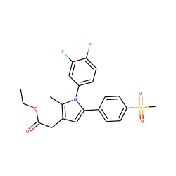 CCOC(=O)Cc1cc(-c2ccc(S(C)(=O)=O)cc2)n(-c2ccc(F)c(F)c2)c1C ZINC000028862684