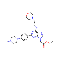 CCOC(=O)Cn1cnc2c(NCCN3CCOCC3)nc(-c3ccc(N4CCN(C)CC4)cc3)nc21 ZINC000208062806