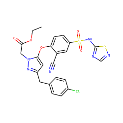 CCOC(=O)Cn1nc(Cc2ccc(Cl)cc2)cc1Oc1ccc(S(=O)(=O)Nc2ncns2)cc1C#N ZINC000095582444